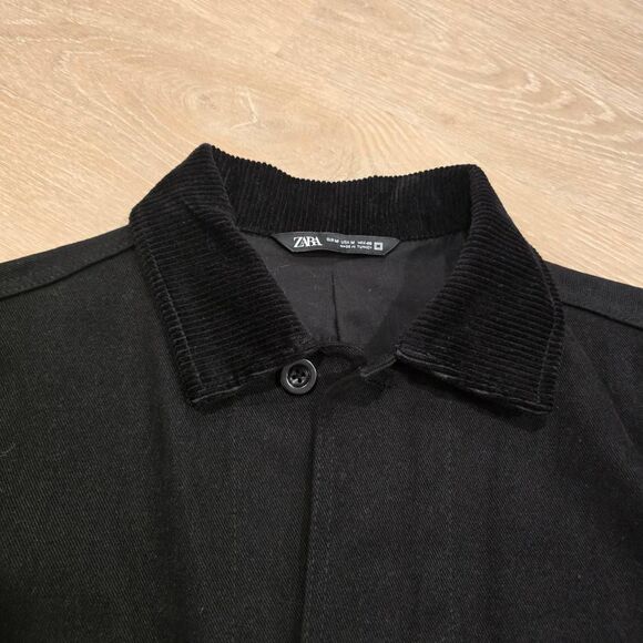 Zara Jacket Men's Medium Black Long Sleeve Button Front Multi-Pockets Gorpcore - Picture 4 of 8